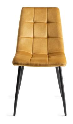 Bentley Designs Mondrian Mustard Velvet Fabric Dining Chair with Black Legs (Sold in Pairs)