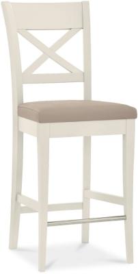 Product photograph of 2 X Bentley Designs Montreux Soft Grey X Back Bar Stool - Grey Bonded Leather from Choice Furniture Superstore