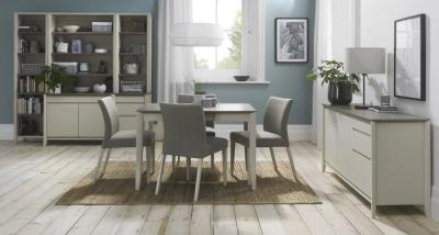 Product photograph of Bentley Designs Bergen Grey Washed Oak 2 To 4 Seater Extending Dining Table With 4 Titanium Fabric Chairs from Choice Furniture Superstore