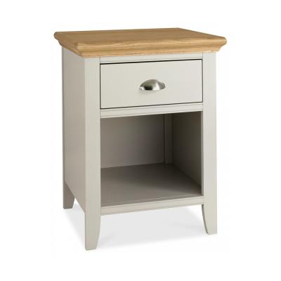 Bentley Designs Hampstead Soft Grey And Pale Oak 1 Drawer Bedside Cabinet