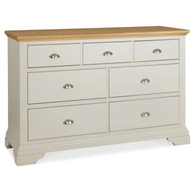 Bentley Designs Hampstead Soft Grey And Pale Oak 34 Drawer Wide Chest