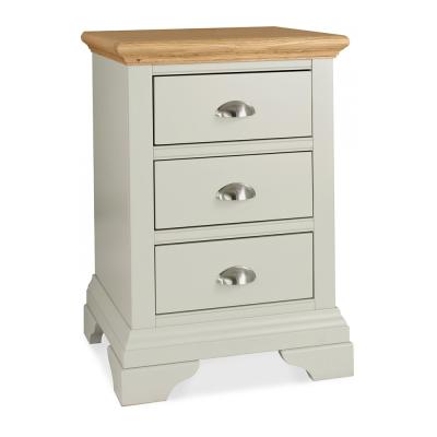 Bentley Designs Hampstead Soft Grey And Pale Oak 3 Drawer Bedside Cabinet