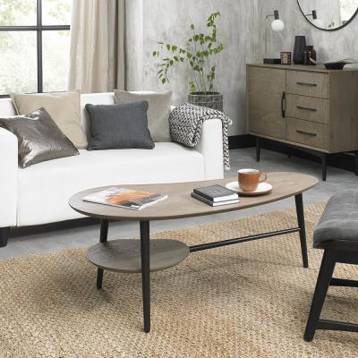 Bentley Designs Vintage Weathered Oak and Peppercorn Shaped Coffee Table thumbnail