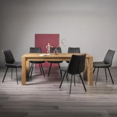 Bentley Designs Turin Light Oak 6-10 Seater Extending Dining Table with 8 Fontana Dark Grey Faux Suede Fabric Chairs thumbnail