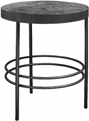 Product photograph of Nordal Midnight Grey Marble Round Side Table from Choice Furniture Superstore