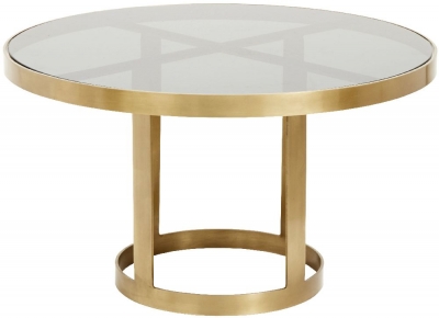 Product photograph of Nordal Luxury Black Glass And Gold Round Coffee Table from Choice Furniture Superstore