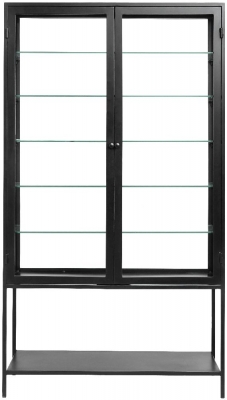 Product photograph of Nordal Mondo Black 2 Door Glass Display Cabinet from Choice Furniture Superstore