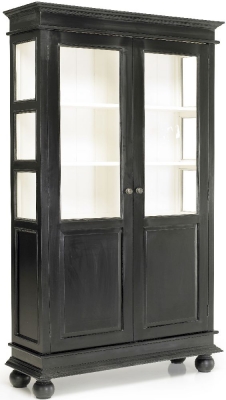 Product photograph of Nordal Nova Black Mango Wood 2 Door Display Cabinet from Choice Furniture Superstore
