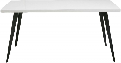 Product photograph of Nordal Blanca White Shiny Herringbone Dining Table from Choice Furniture Superstore