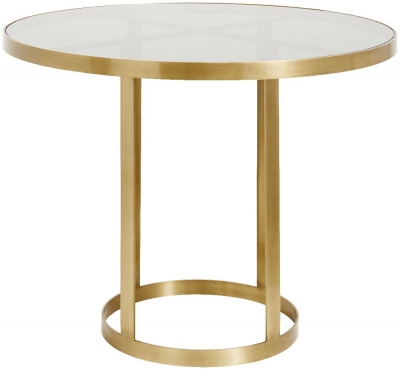 Product photograph of Nordal Luxury Gold And Black Glass Round Dining Table - 2 Seater from Choice Furniture Superstore