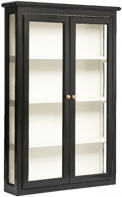 Product photograph of Nordal Classic Black Mango Wood 2 Door Wall Display Cabinet from Choice Furniture Superstore