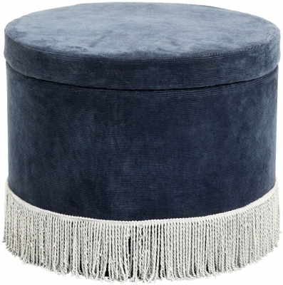 Product photograph of Nordal Navy Corduroy Pouffe from Choice Furniture Superstore