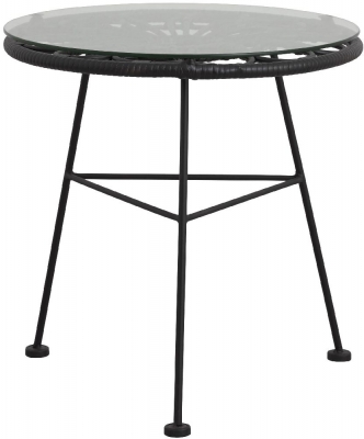 Product photograph of Nordal Alba Black Garden Table With Glass Top from Choice Furniture Superstore