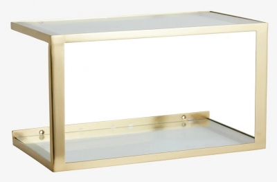 Product photograph of Nordal Nera Glass Golden Wall Shelf from Choice Furniture Superstore