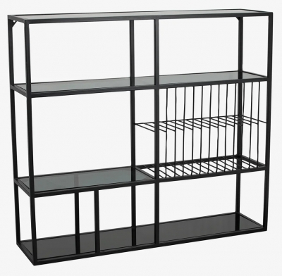 Product photograph of Nordal Rur Black Glass Wall Shelf from Choice Furniture Superstore
