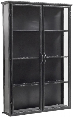 NORDAL Downtown Black 2 Door Glass Wide Wall Display Cabinet