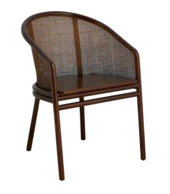 Set Of 2 Nordal Mosso Dark Brown Teak Wood And Rattan Dining Chair