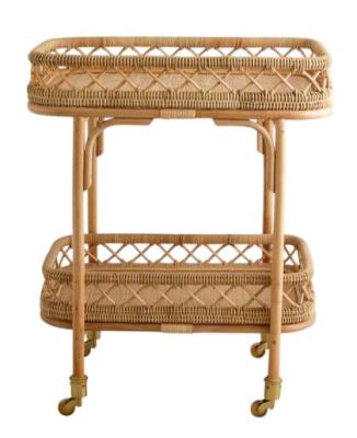 Product photograph of Nordal Liri Natural Rattan Trolley from Choice Furniture Superstore