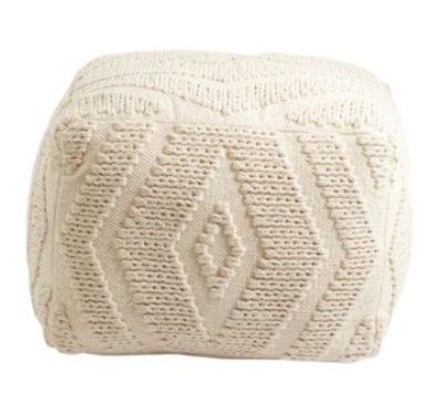 Product photograph of Nordal Wular Off White Fabric Pouf from Choice Furniture Superstore