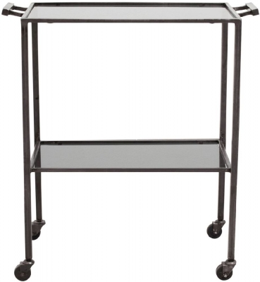 Product photograph of Nordal Tone Black Glass Trolley Table from Choice Furniture Superstore