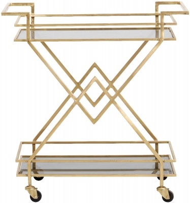 Product photograph of Nordal Gold And Black Glass Trolley Table from Choice Furniture Superstore