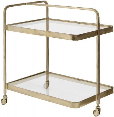 Product photograph of Nordal Gold And Glass Trolley Table from Choice Furniture Superstore