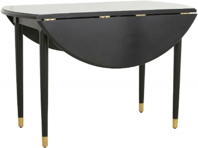 NORDAL AHR Black Mango Wood Round Flip Top Dining Table - 6 Seater