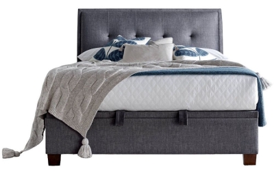 Kaydian Accent Vogue Grey Velvet Fabric Ottoman Storage Bed