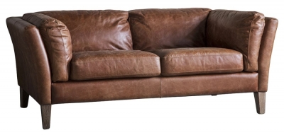 Product photograph of Ebury Brown Leather 2 Seater Sofa from Choice Furniture Superstore