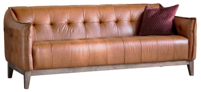Product photograph of Ecclestone Vintage Brown Leather 3 Seater Sofa from Choice Furniture Superstore