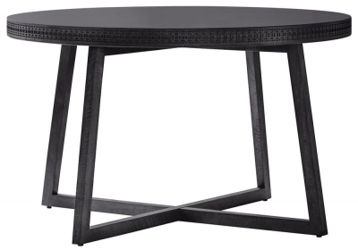 Product photograph of Boho Boutique Black Mango Wood Round Dining Table - 4 Seater from Choice Furniture Superstore