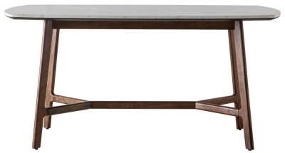 Barcelona Acacia Wood & White Marble Dining Table - 6 Seater