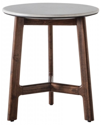 Product photograph of Barcelona Marble Top Round Side Table from Choice Furniture Superstore