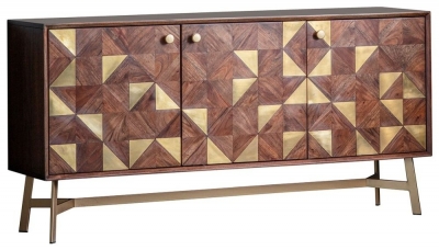 Product photograph of Michigan Acacia Wood 3 Door Sideboard from Choice Furniture Superstore