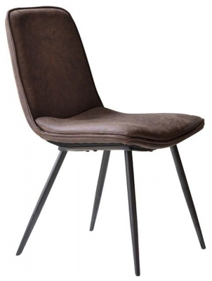 Product photograph of Oregon Brown Leather Dining Chair Sold In Pairs from Choice Furniture Superstore