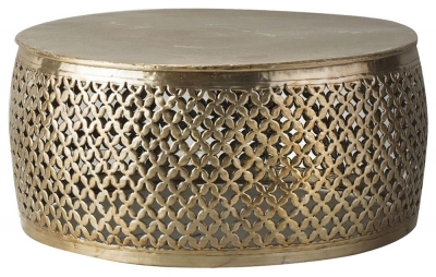 Product photograph of Khalasar Gold Metal Coffee Table from Choice Furniture Superstore