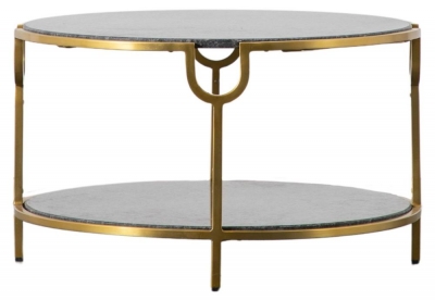 Product photograph of Weston Black Granite And Gold Round Coffee Table from Choice Furniture Superstore