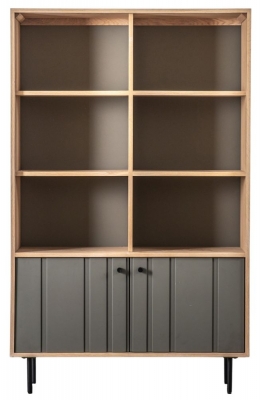 Clearance - Fuji Oak and Grey Painted Open Display Cabinet - FSS12568