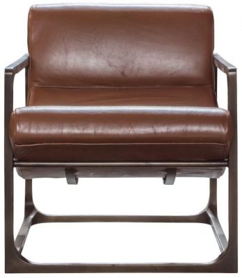 Product photograph of Clearance - Boda Brown Leather Lounger Armchair - Fs149 from Choice Furniture Superstore