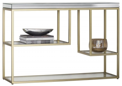 Product photograph of Clearance - Pippard Champagne And Mirrored Console Table - Fs180 from Choice Furniture Superstore