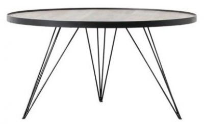 Tufnell Black Metal Round Coffee Table, Hairpin Legs
