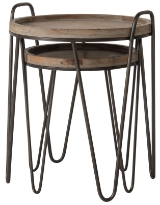 Product photograph of Nuffield Metal And Wood Nest Of 2 Tables Hairpin Legs from Choice Furniture Superstore