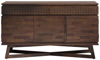 Product photograph of Boho Retreat Chocolate Mango Wood 3 Door 2 Drawer Medium Sideboard from Choice Furniture Superstore