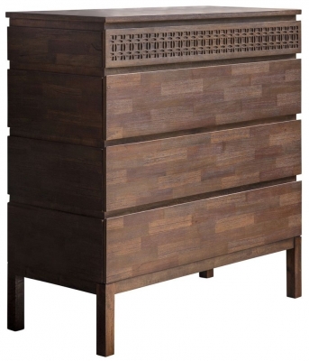 Product photograph of Boho Retreat Chocolate Mango Wood 4 Drawer Chest from Choice Furniture Superstore