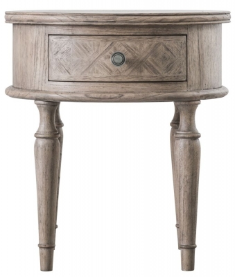 Product photograph of Mustique Mindi Wood Round Side Table - 1 Drawer from Choice Furniture Superstore