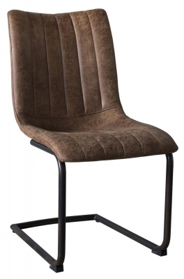 Product photograph of Edington Brown Faux Leather Dining Chair Sold In Pairs from Choice Furniture Superstore