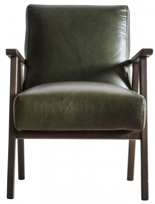 Product photograph of Neyland Heritage Green Leather Armchair from Choice Furniture Superstore