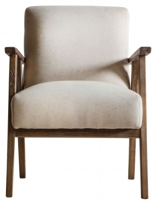 Product photograph of Neyland Natural Linen Fabric Armchair from Choice Furniture Superstore