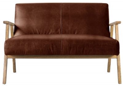 Product photograph of Neyland 2 Seater Sofa - Comes In Vintage Brown Leather And Natural Linen Fabric Options from Choice Furniture Superstore