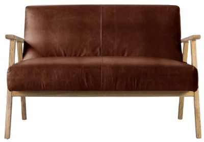 Product photograph of Neyland Vintage Brown Leather 2 Seater Sofa from Choice Furniture Superstore